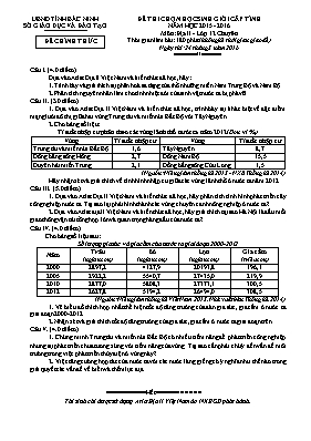 Đề thi học sinh giỏi cấp tỉnh Địa lí lớp 12 chuyên - Năm học 2015-2016 - Sở GD & ĐT Bắc Ninh